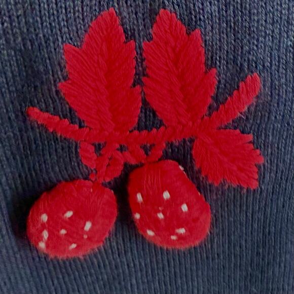 NEW NWT Talbots Medium Christmas Sweater Knit Strawberries Blouse Shirt Top - Picture 6 of 8